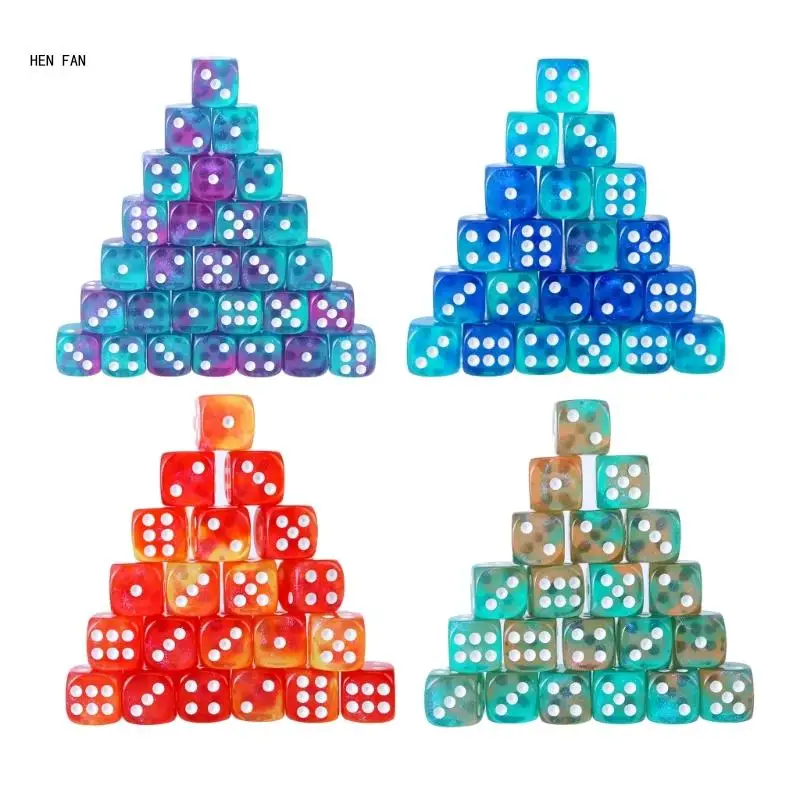 

Pack of 50 Assorted Color 12mm Acrylic D6 Dices Cubes with Number Dots Kids Use M89D