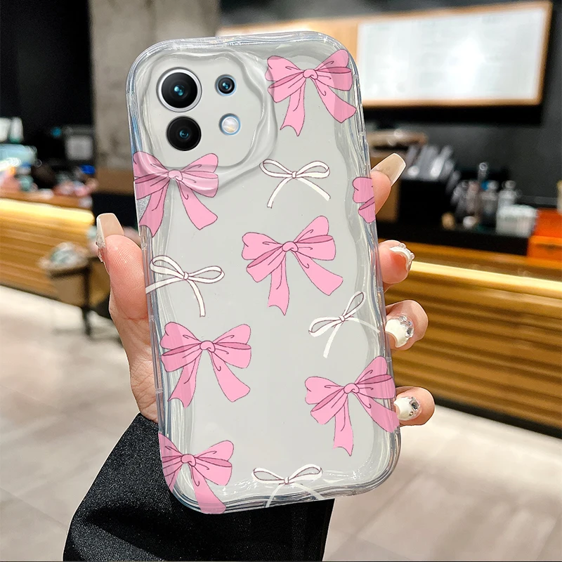 Pink Heart Bowknot Case For Xiaomi 13T 12T 14 13 12 11 Lite 5G NE 10T POCO X5 X6 Pro X3 NFC X4 GT F3 F4 F5 F6 M6 M5S C65 Cover