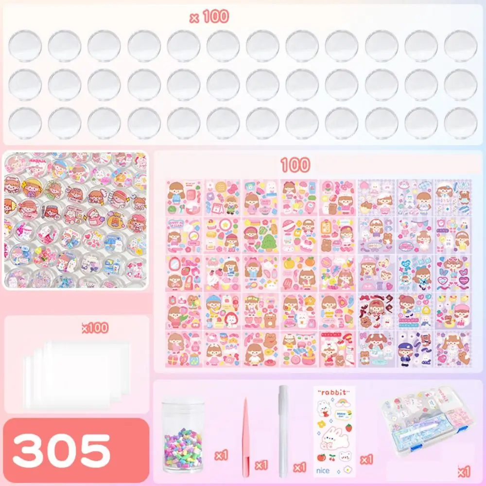 

Handwork DIY Keychain Making Kit Acrylic Handmade Guka Sticker Set Cartoon Creative DIY Handbook Material Sticker