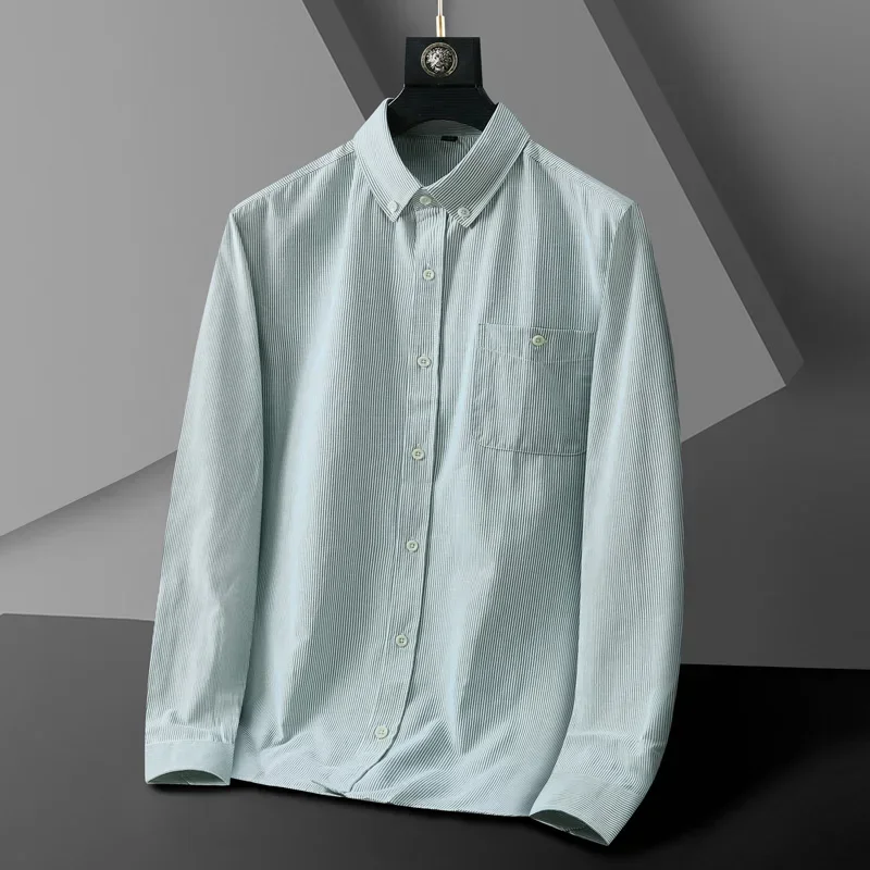 

Men Shirt Striped Oversize Plus Size 6XL 7XL 8XL 10XL Fashion Casual Green Blue Loose Long Sleeve Cotton High Quality Shirts