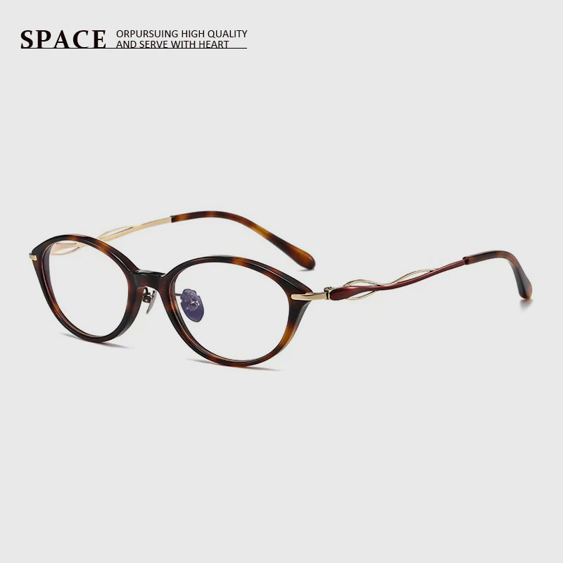 6899 Retro Pure Titanium Ultra-Light Elliptical Personalized Women Artistic Handcrafted Optical Glasses Custom Prescription Lens