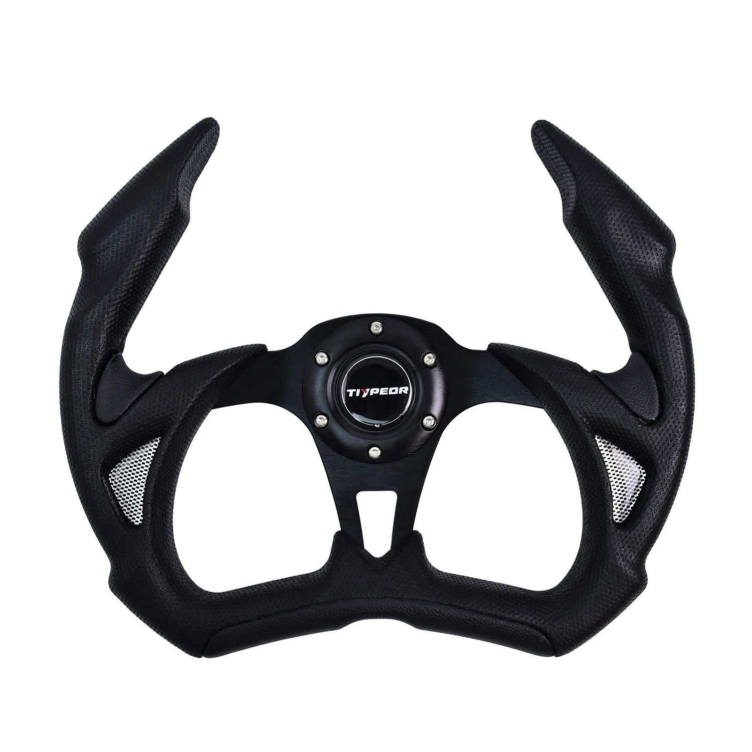 

350mm black PU+PVC flat bracket universal car steering wheel