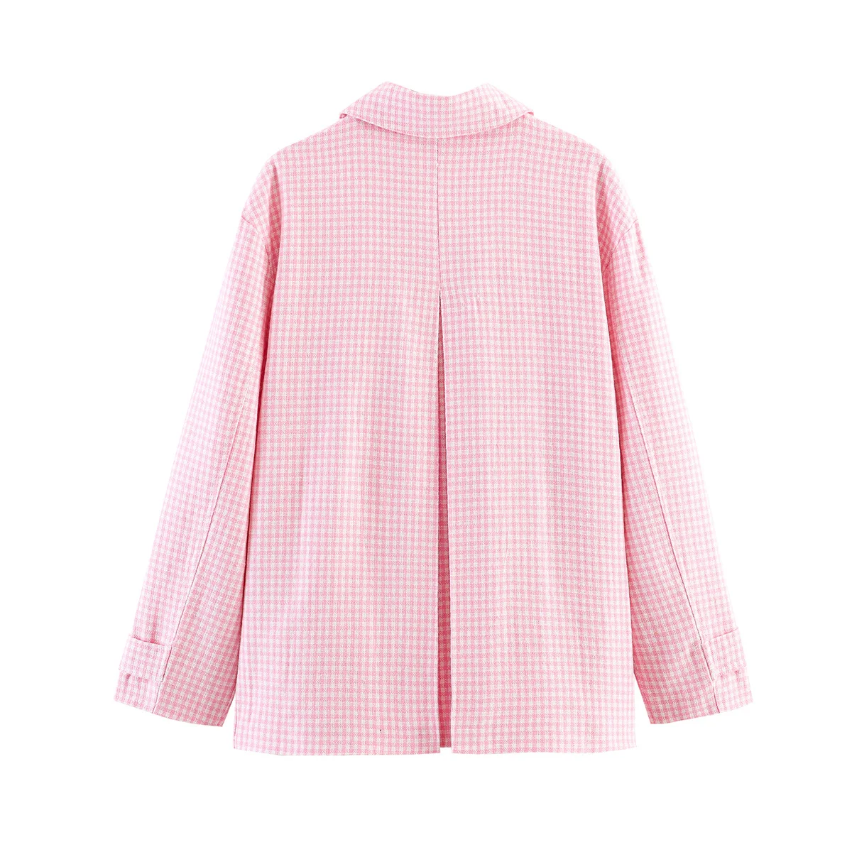 Sweet Style Casual Plaid Jacket Women's Loose Fit Multi-Pocket Decorated Versatile Outerwear Polyester Fiber Spring Season