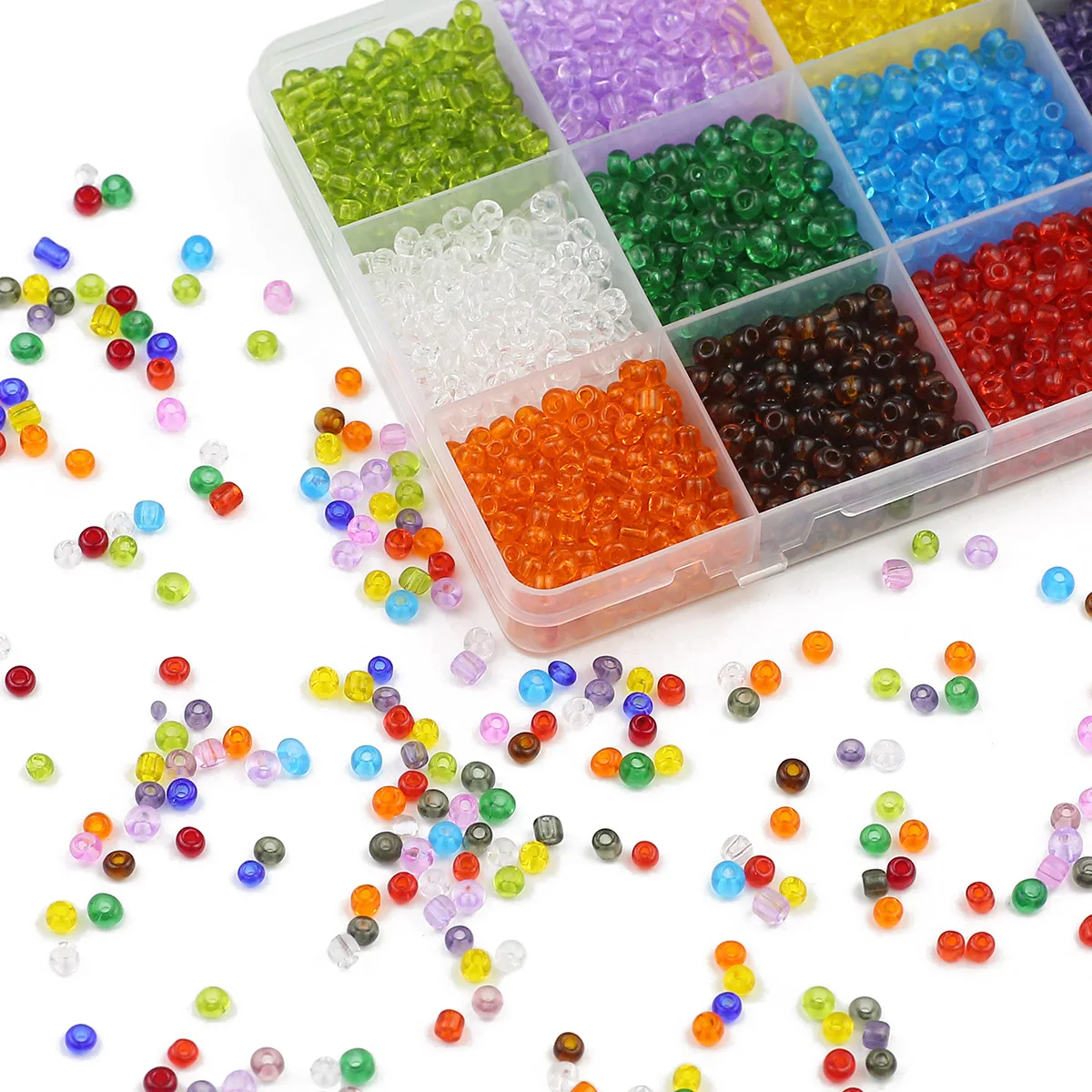 2/3/4mm Multi Size 15 Color Glass Transparent Kit Seedbead Multicolor Spacer Loose Beads For Jewelry DIY Lady Necklace Earrings