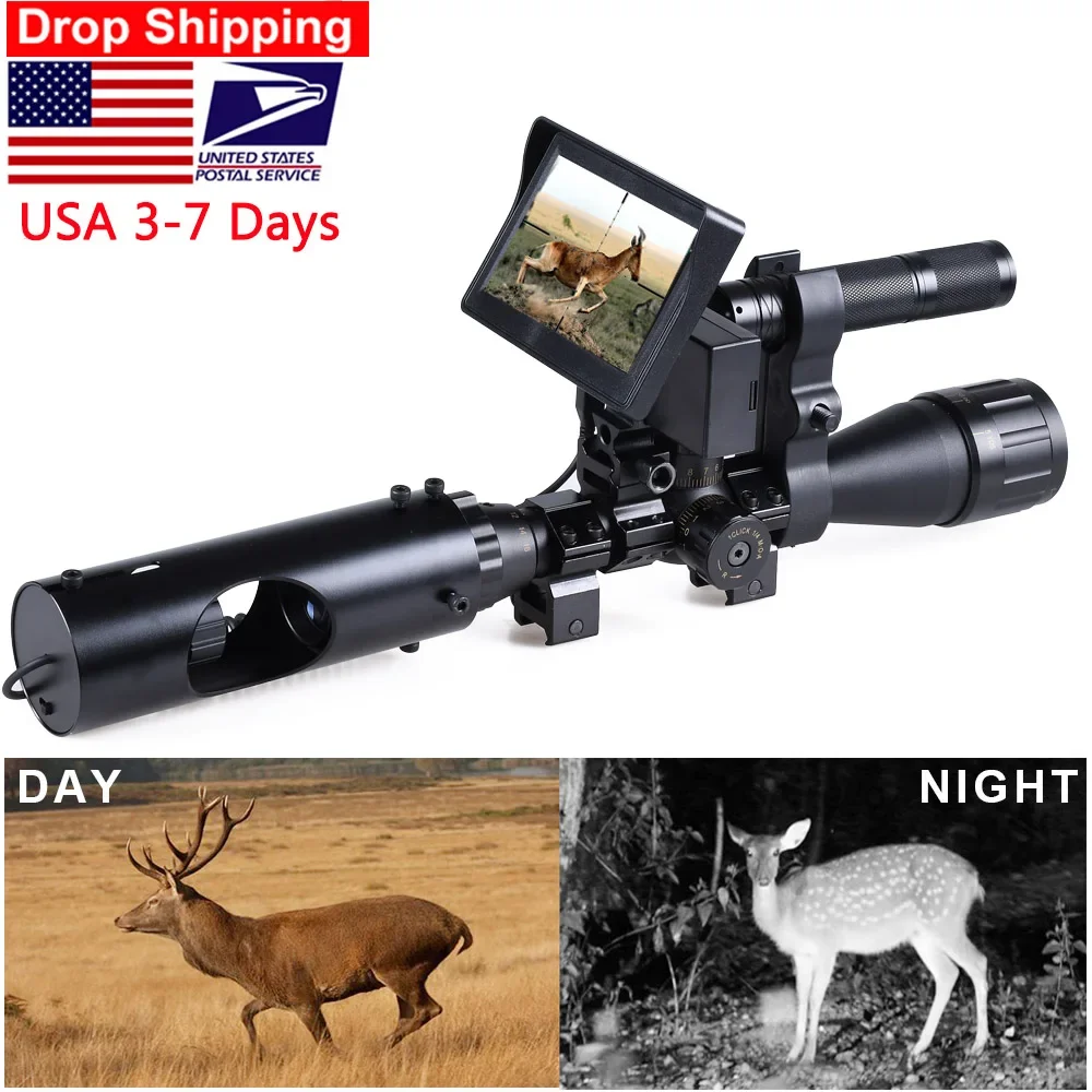 Digital Night Vision Scope for Hunting Monocular Video Recording 4.3 inch Screen IR Flashlight DIY Night Vision Device Telescope