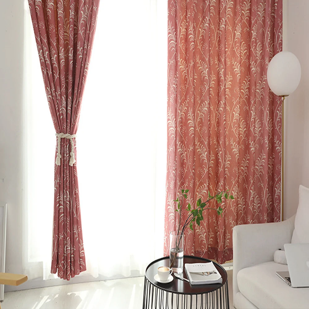 

Cotton Linen Eco-friendly Semi-blackout Red Curtains for Living Room Study Room Chinese Vintage Fresh Cotton Linen Drapes