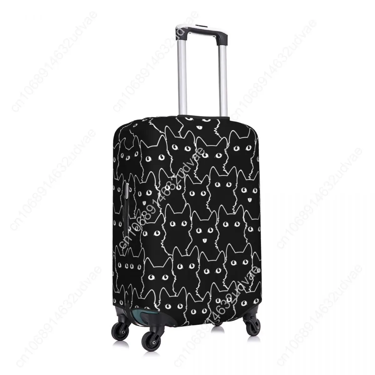 Capa de bagagem de viagem personalizada de gato preto protetor de mala à prova de poeira adequado para 18-32 polegadas