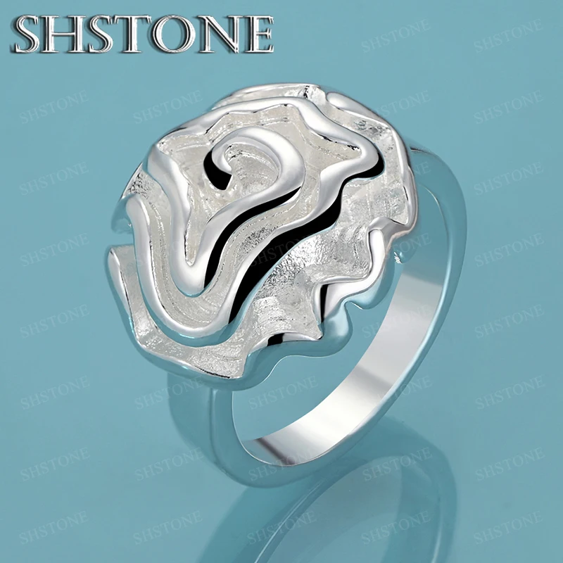 

Nice 925 Sterling Silver Flower Rose Rings for Women Engagement Wedding Birthday Party Fashion Jewelry Lady Valentines Gifts