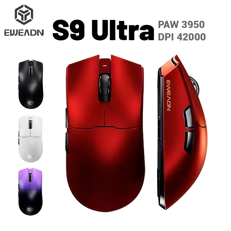 

EWEADN S9 Ultra Wireless Gaming Mouse Triple Mode double 8K Polling PAW3950 42000DPI Programmable For FPS Moba CSGO PC/Win/Mac