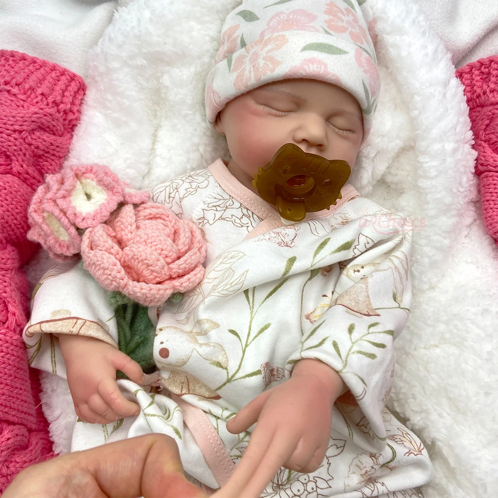 Realistic Full Body Silicone Reborn Baby Open Mouth Girl/Boy Loulou 20 Inch Lifelike Weighted Newborn Doll Comforting Companion