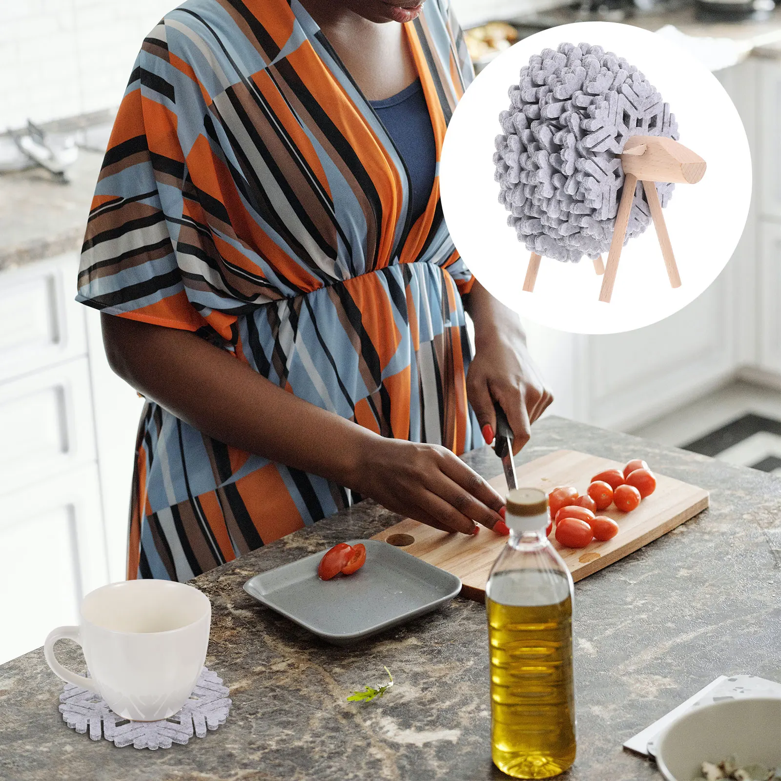 

1Set Elk Cup Mat DIY Cactus Decor Heat Insulation Nonslip Tabletop Decorations for Home Kitchen Office Use Cup Placemat