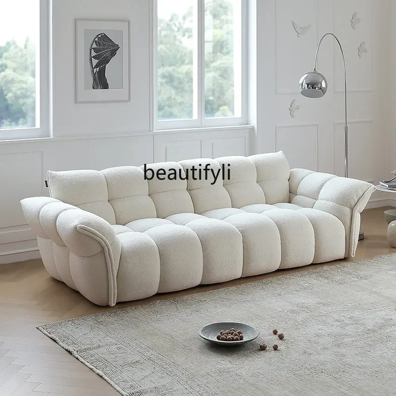 

x1Sofa Cream Style Modern Minimalist Designer Petal Light French Straight Row Fabric Sofa
