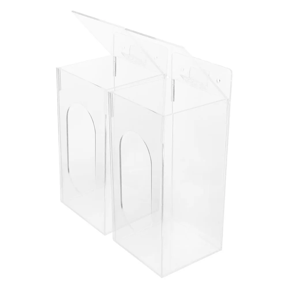 Dispensador de guantes de acrílico transparente, soporte para colgar en la pared, montaje en mesa, caja de almacenamiento sanitaria de doble sección para guantes desechables, 2 uds.