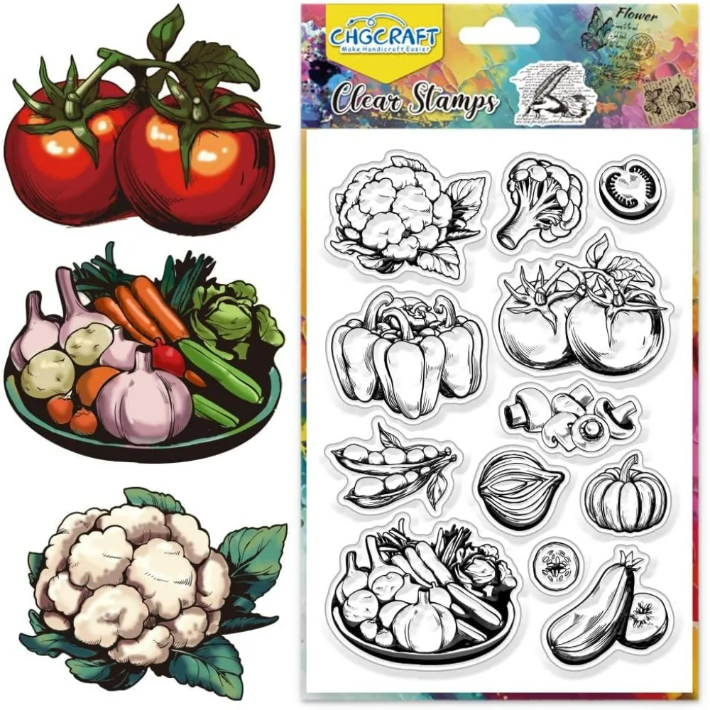 Gemüse Frühling Ernte Blumenblume Klarer Stempel Silikon Klare Stempel Musik Siegelstempel für DIY Scrapbooking Fotoalbum