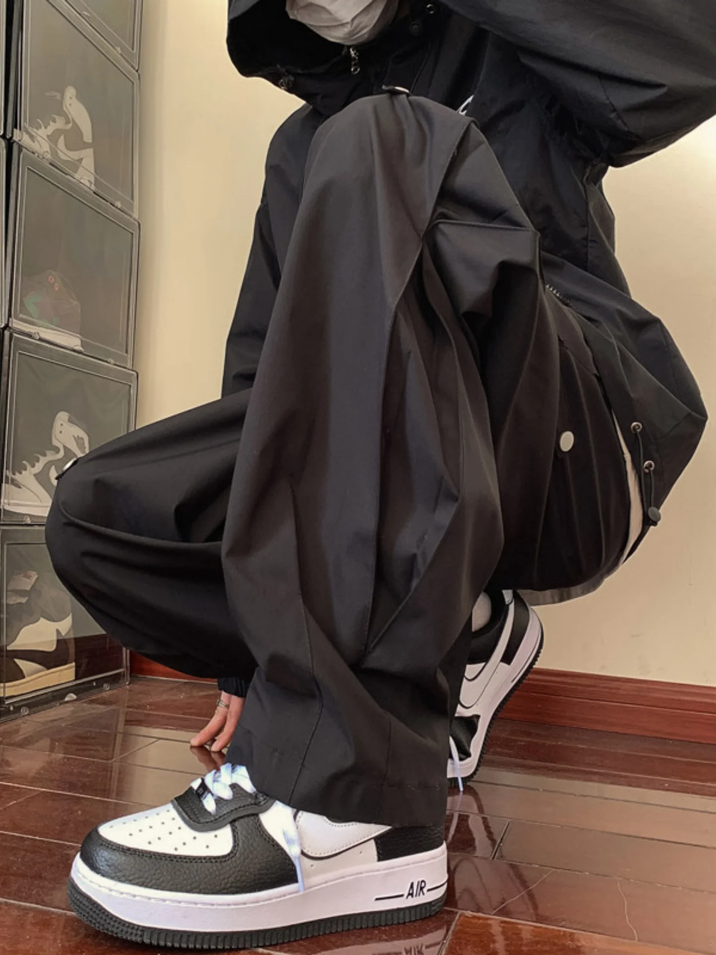 

American Sle Summer Thin Men's Cargo Pants Loose Wide Leg Workwear Casual Long Trousers High Street Faion Straight Leg