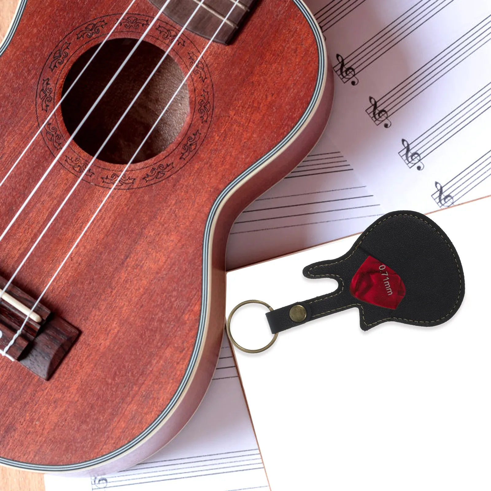 Bolsa de Almacenamiento para Púas de Guitarra, Material Premium de PU y Aleación de Zinc, Porta Llaves Compacto para Púas de Guitarra, Plectros de Bajo e Instrumentos