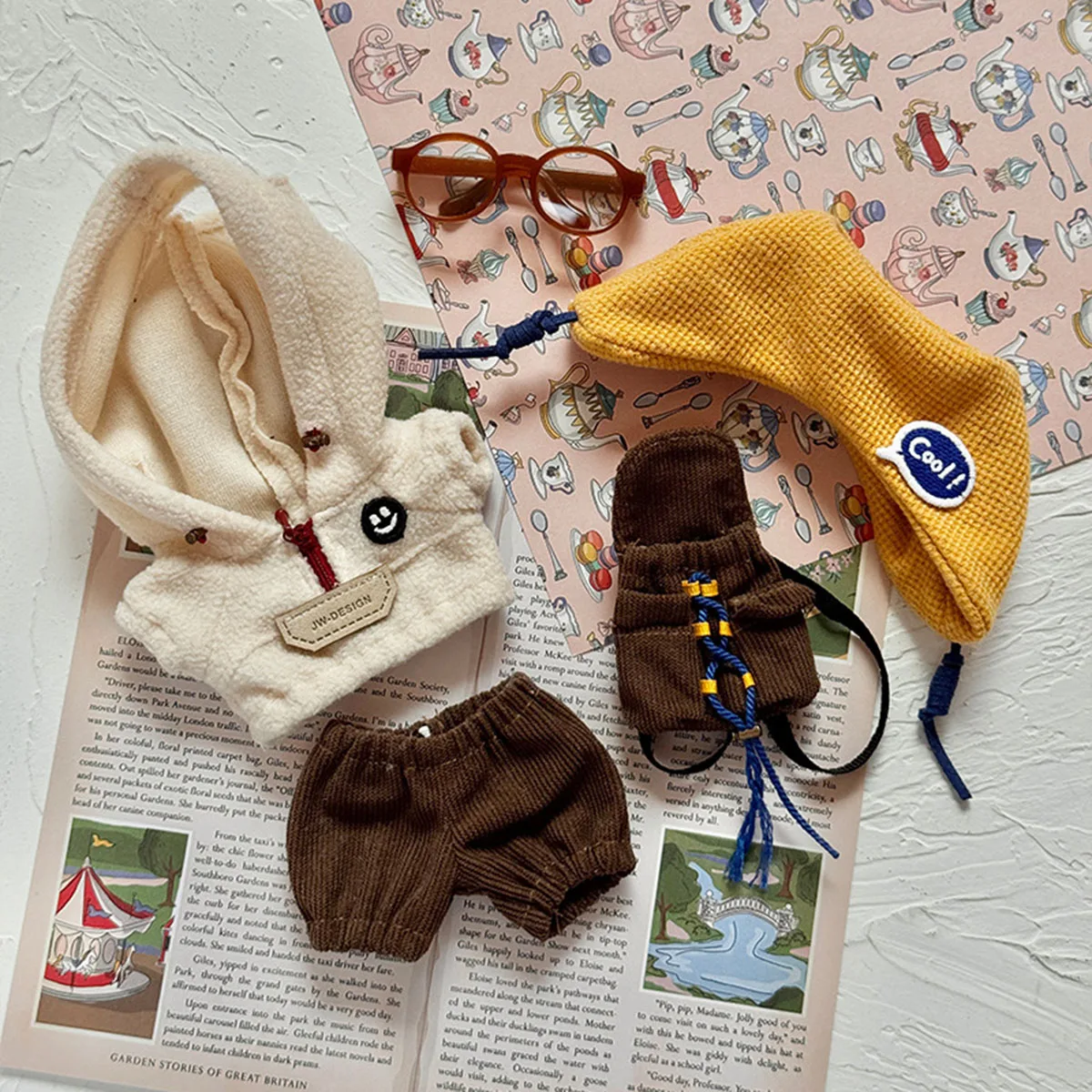 【服のみ】ぬいぐるみ服 17cm ラブブ用 ランタンパンツ ハイキングセット アウトドアスポーツセット 人形服 アクセサリー ギフト