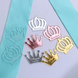 50/100pcs Personalized Acrylic Crown Tag Engraved Custom Baby Shower Baptism Decoration Princess Baptism Party Favor Decor