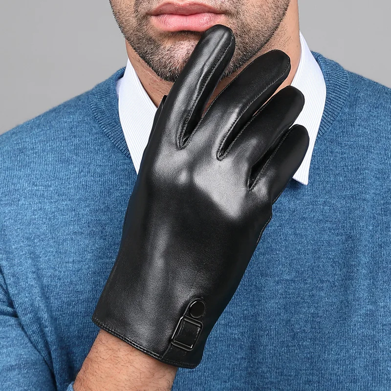 

Перчатки из натуральной кожи с сенсорным экраном, мужские осенне-зимние сохраняющие тепло, мужские перчатки из овчины для вождения, ретро-локомотивы YSM0033