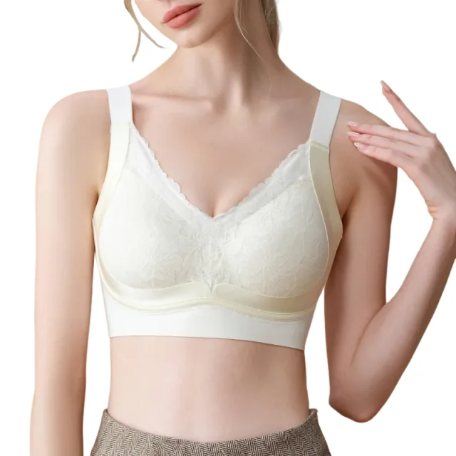 KUCLUT Bra Large Chest Gathered Small Fixed Cup Women's Gathered Lifted Anti-Sagging Side Control Comfortable Breathable Bra