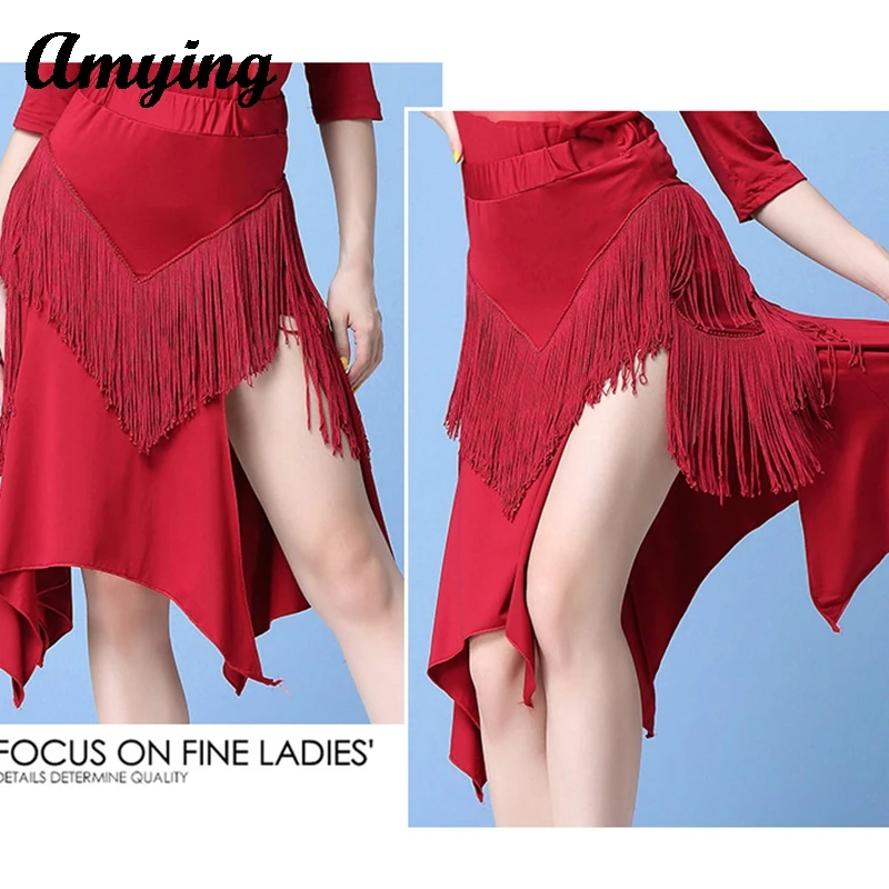 

Latin Dance Costume Skirt Women Dance Practice Training Skirt Ladies Stages Performances Clothes Irregular Fringe