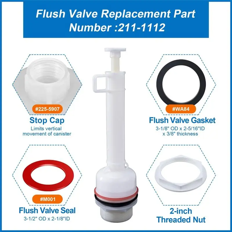 A19F-For All Trip Lever Compatible Toilet Flush Valve Replacement For Model 211-11-1/2 Inch For Mansfield 211, 160 Series Tank