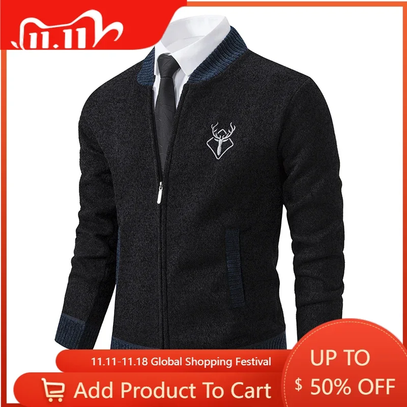 Men Cardigans Sweaters Winter Casual Sweatercoats Jackets High Quality Men Thicker Warm Stand-up collar Fit Cardigans Coats 3XL