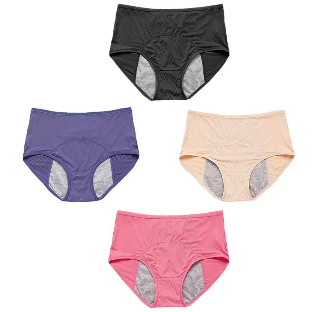 

4 Pcs Sanitary Pants Soft Briefs Panties for Women Cotton Leakproof Anti-leak Menstruation Underpants Women's