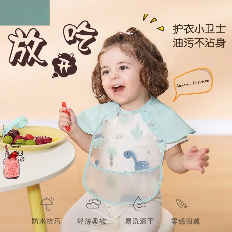 Baby Overwear Eating Waterproof Bib, Baby Rice Pocket Anti-dirt, Summer Food Supplement Thin Children's Reverse Clothing