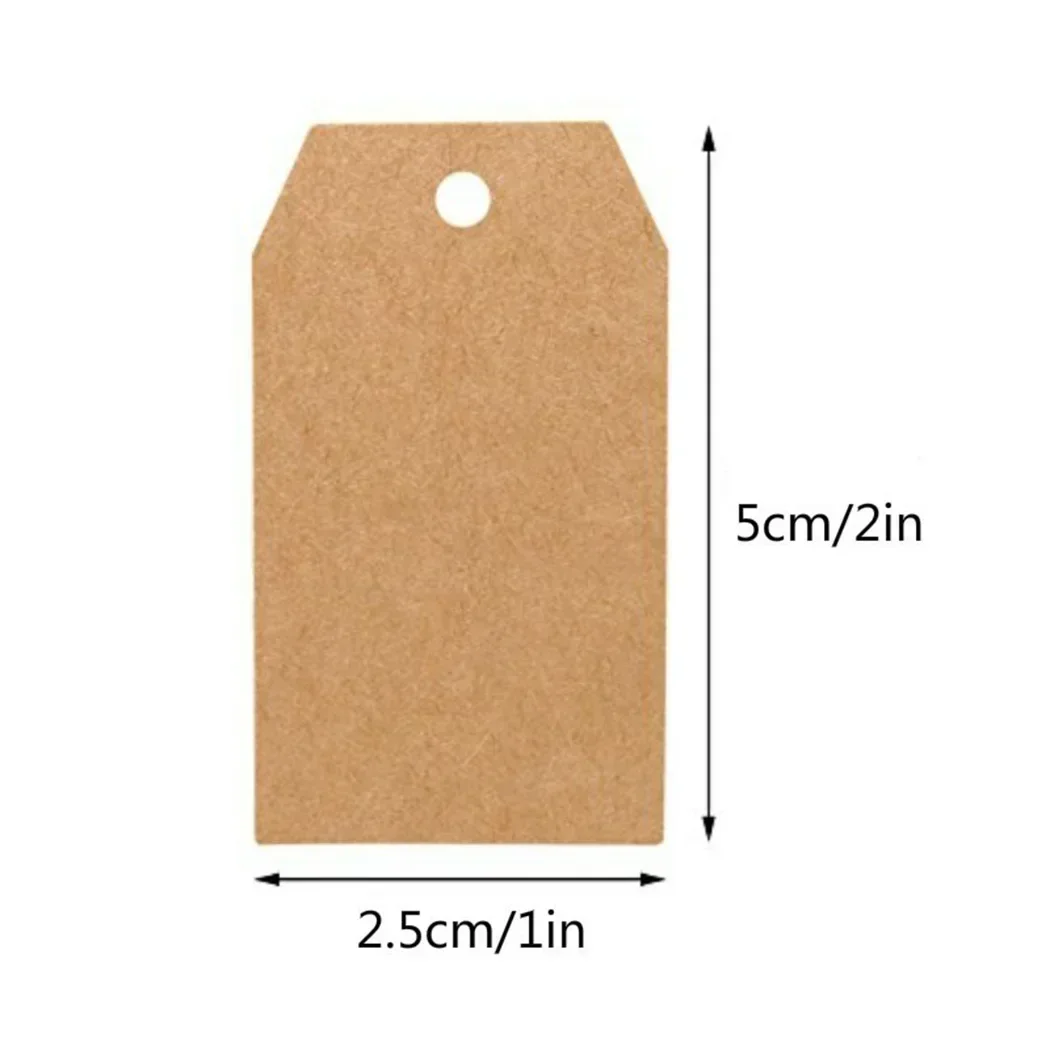 100 Pcs Kraft Paper Tags Brown Cardboard Cards With Strings Wedding Birthday Christmas Party Gifts Tag Cookie Packaging Supplies