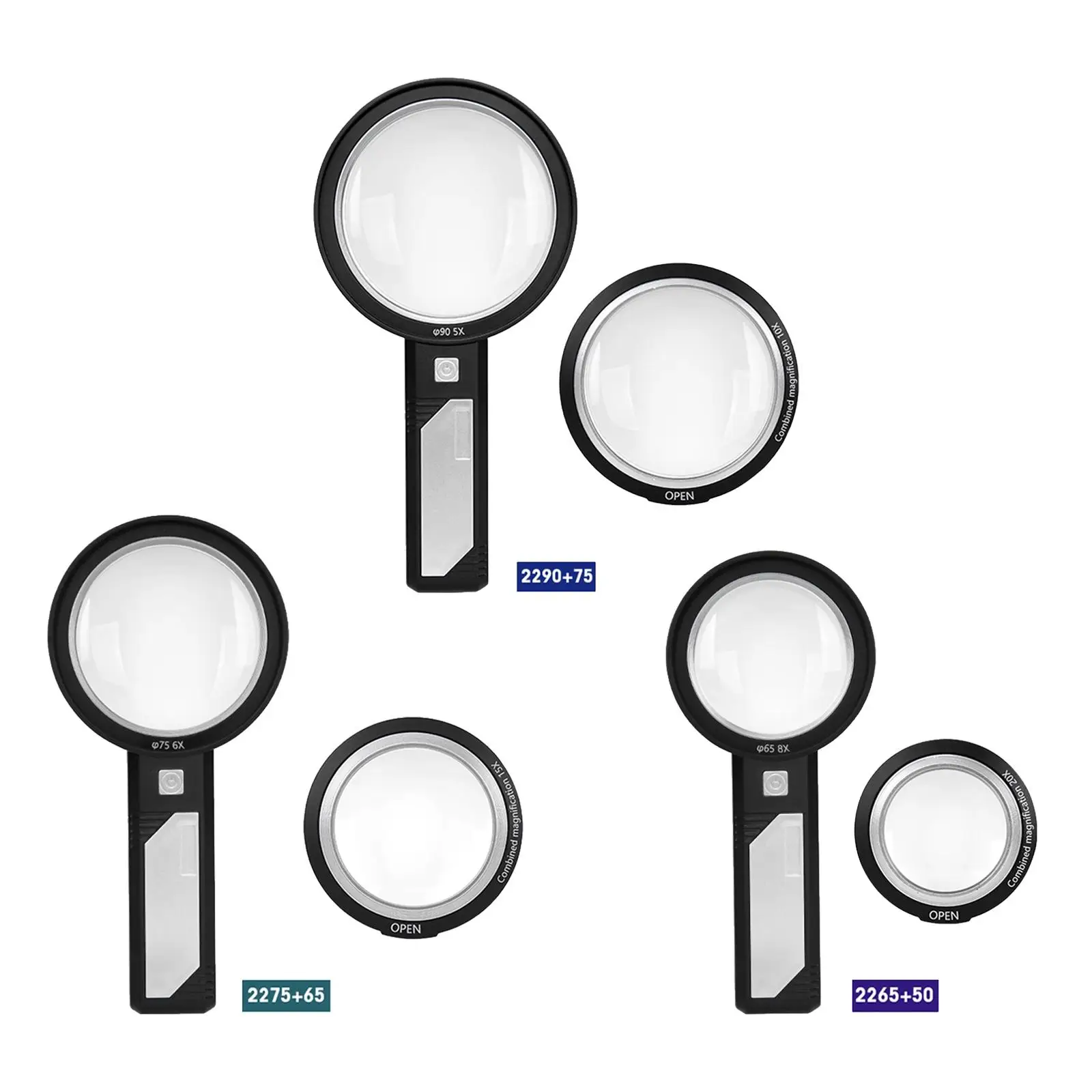 Magnifying Glass with 2 Lens 6 LED Lightweight for Inspection Soldering