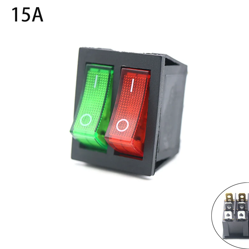 1PCS Waterproof lid KCD8-6PIN Rocker Switch 15A 250V Double Control ON-OFF Boat Power Switch for Marine Applications