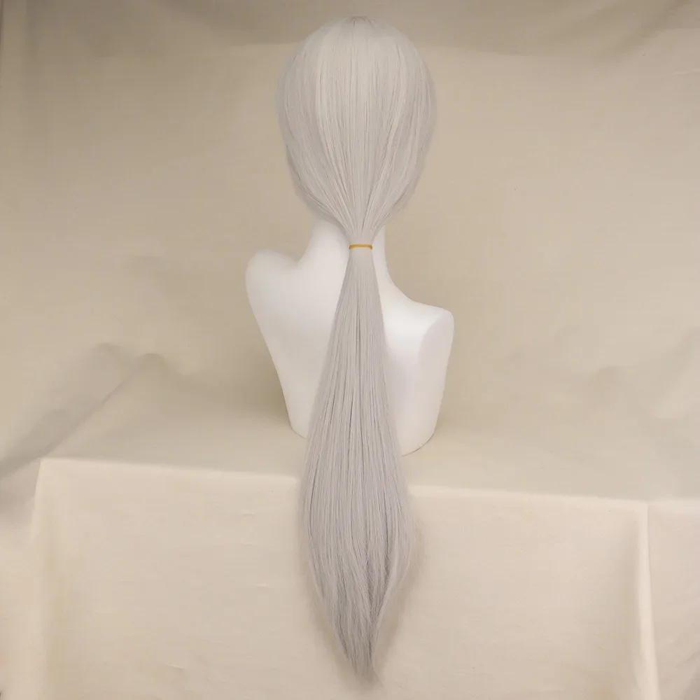 Anime Chainsaw Man Quanxi Long Silver Wig for Adult Halloween Costume Party Hair Wig Sliver white