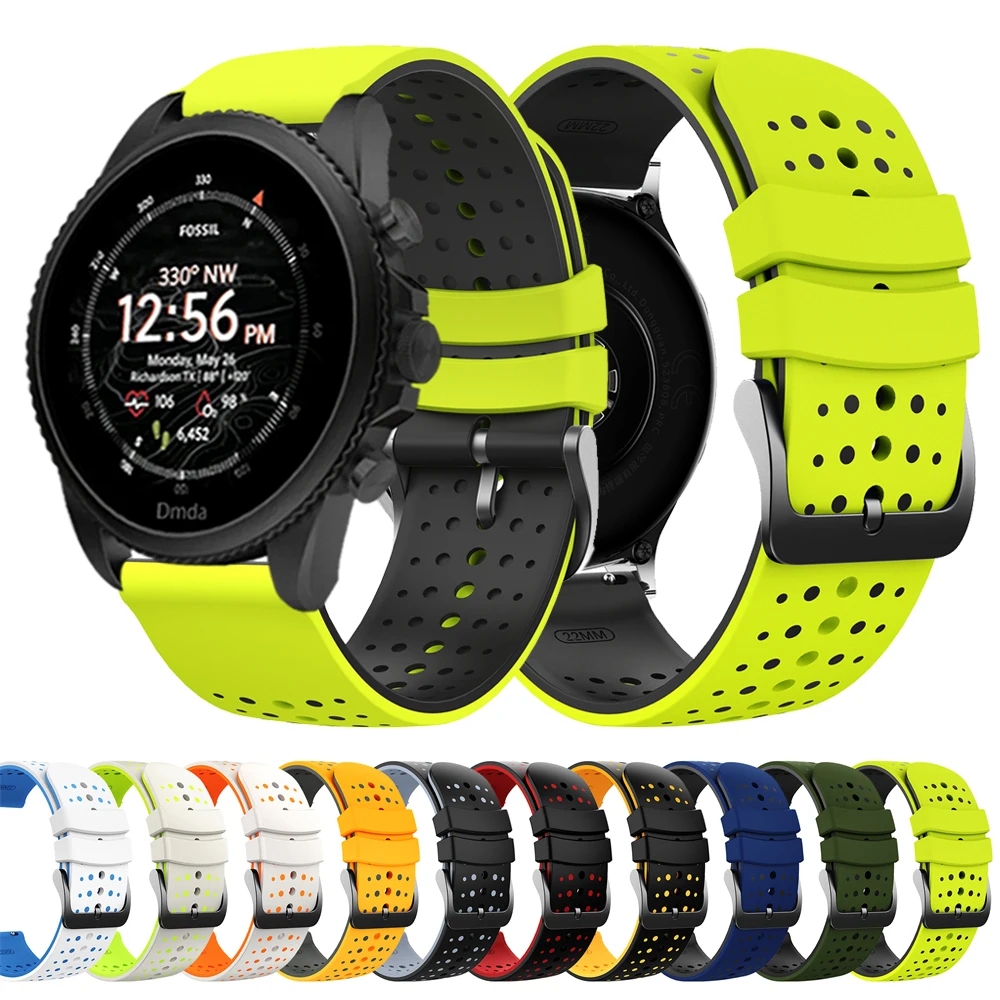 Silicone Strap For Fossil Gen 5 Carlyle HR/Garrett/Julianna 22mm Adjustable Band For Fossil GEN 5E 6 5 44mm 45mm Sports Bracelet