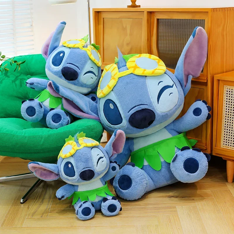 

Disney Summer Day Stitch Plush Doll Stuffed Cartoon Anime Grass Skirt Stitch Spend One's Olidays Doll Children's Toys Birthday