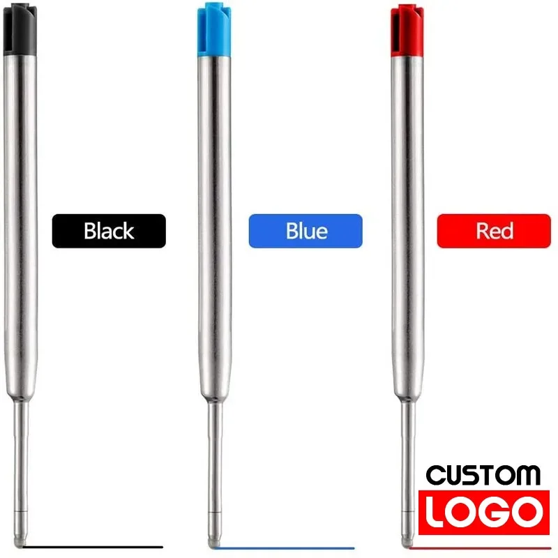 10pcs Metal Ballpoint Pen Refills Blue Black Red Ink Medium Roller Ball Pens Refill for Parker School Office Stationery Supplies