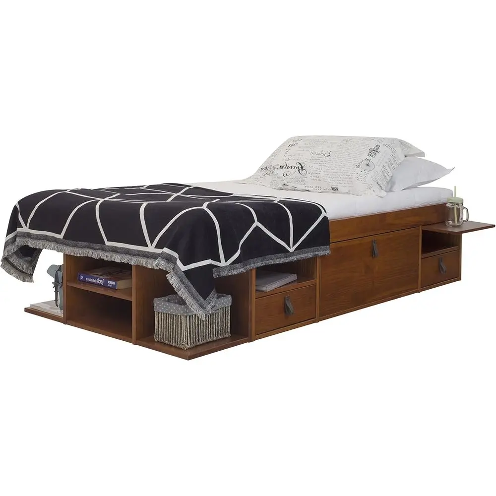 

Двуспальная кровать-платформа с ящиками, отделка под дерево цвета Cael Brown