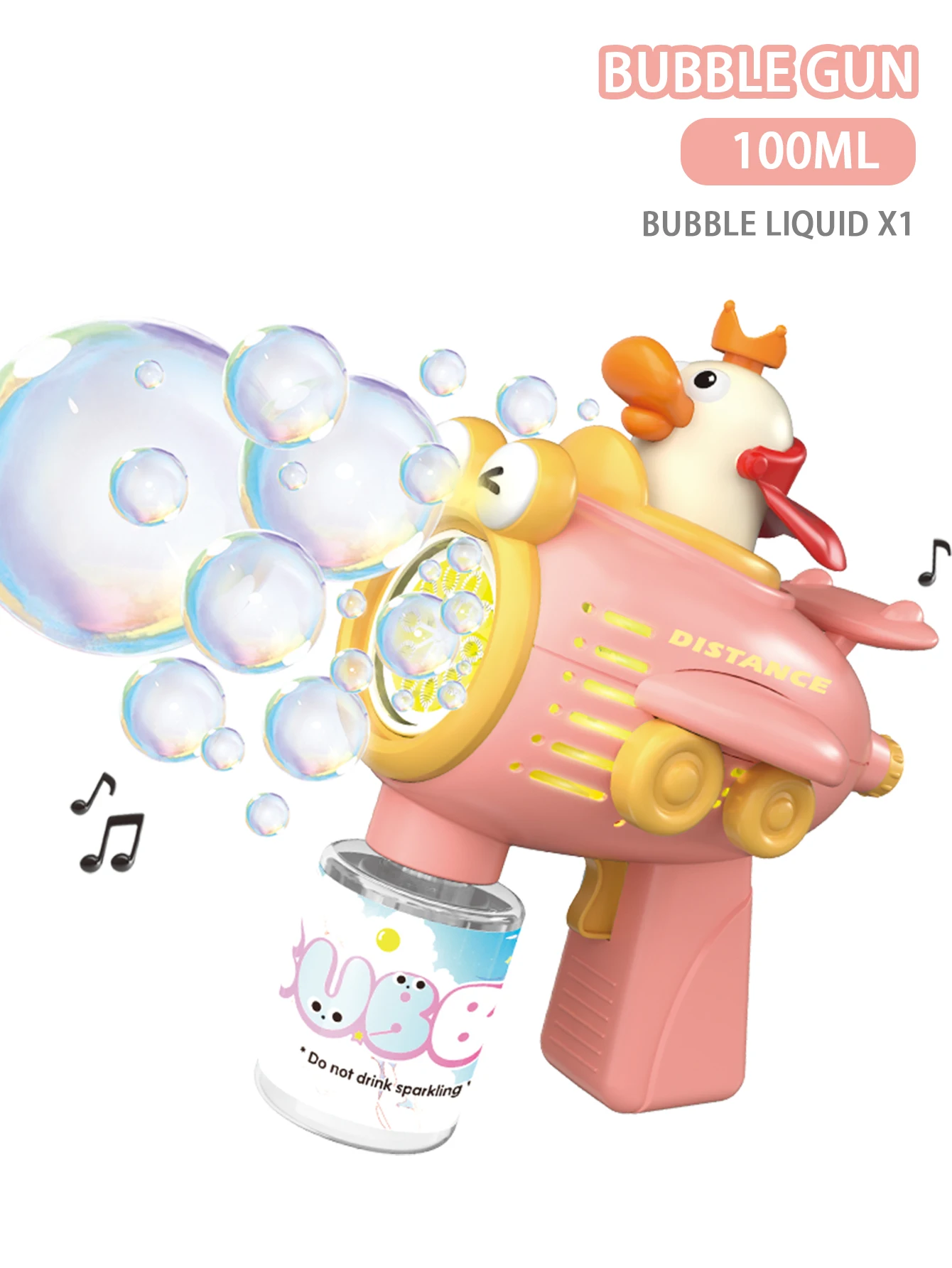 ماكينة فقاعات محمولة أوتوماتيكية بالكامل، إضاءة وموسيقى ملونة، ماكينة فقاعات جاتلينج، هدايا ألعاب عيد الميلاد، ألعاب خارجية #2