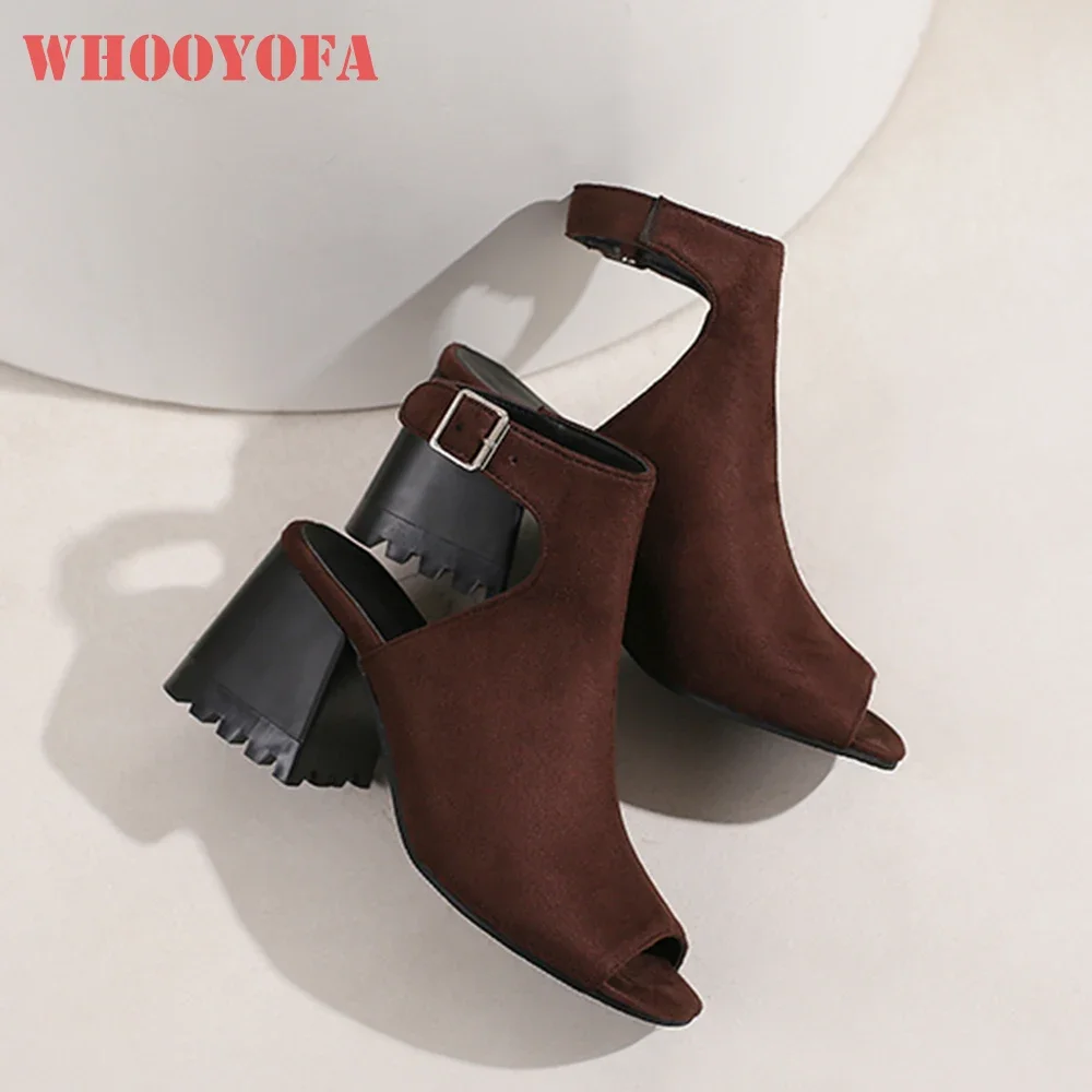 

Новые летние милые коричневые черные женские повседневные сандалии, женская обувь на высоком квадратном каблуке, большие маленькие размеры 32, 436, 48