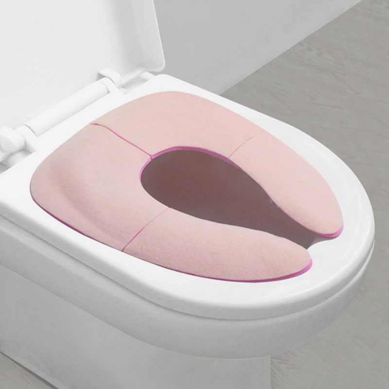 Folding Travel Toilet Seat For Toddlers - Portable & Secure Potty Training Seat, Non-Slip Suction Cups Pink Durable 35 X 29Cm