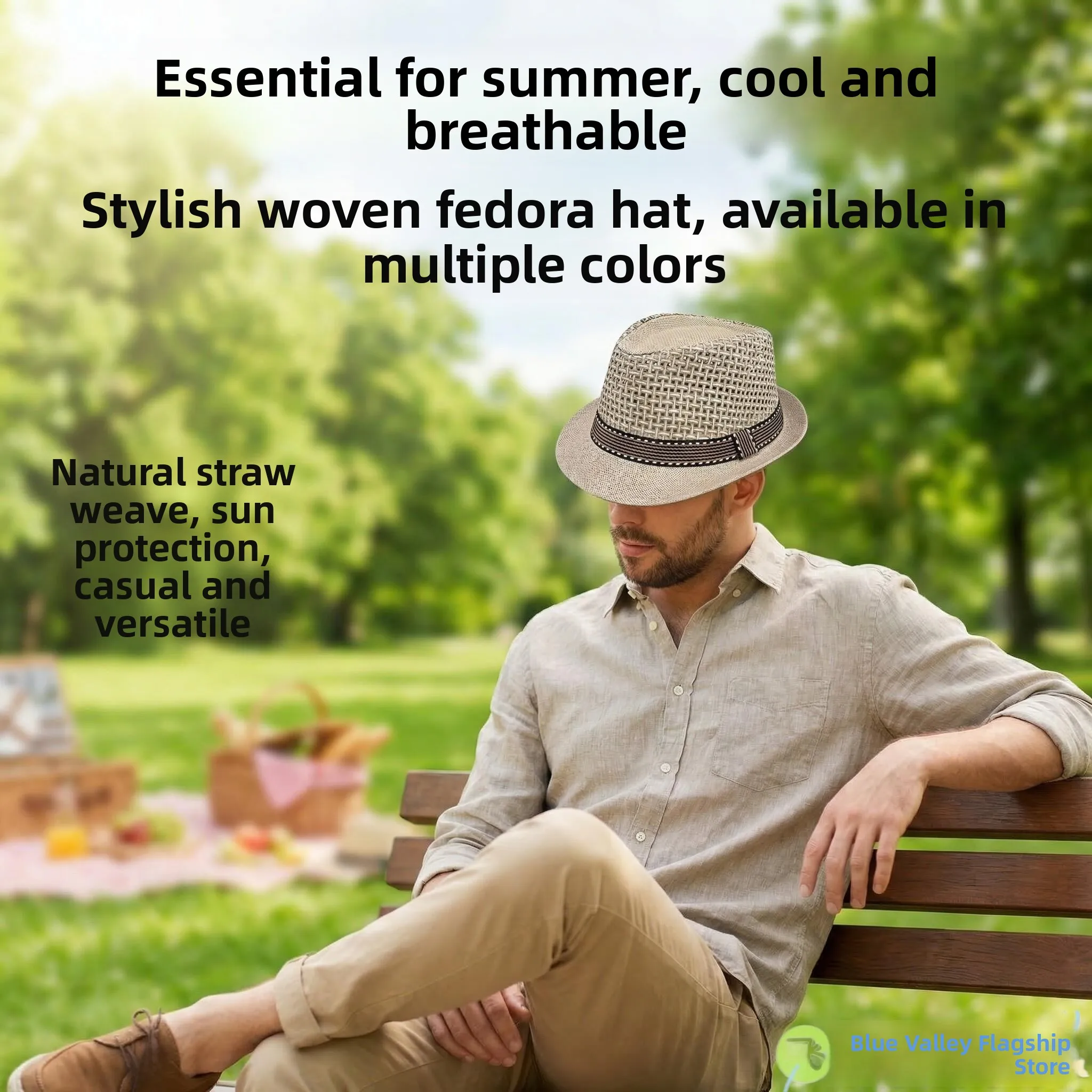 

Мужская летняя дышащая шляпа для защиты от солнца, с сетчатыми вставками, вентилируемая, охлаждающая, соломенная шляпа для защиты от солнца, Fly Blue Valley