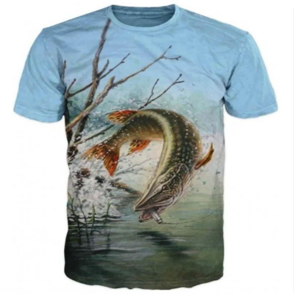 Summer Harajuku Carp Fish Print Men Women T Shirts Casual Breathable Round Neck Short Sleeve Sports Oversized T-shirts Men tops image 5