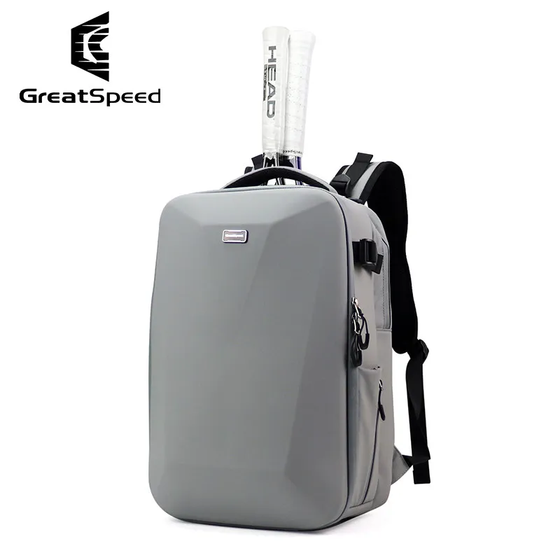 2026 GreatSpeed Men Women Tennis Racquet Backpack High Quality Grey Oxford Squash Tennis Badminton Bag 2R Tennis Racket Backpack