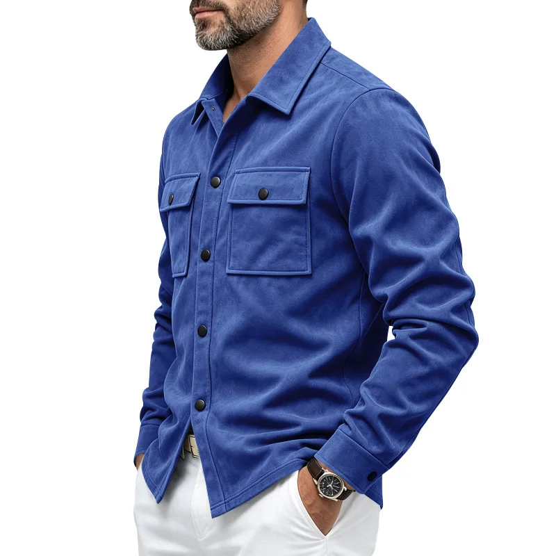 2026 Herren-Wildlederjacke und -hemd für Herbst und Winter, Arbeitskleidung mit geradem Schulteransatz, mehrfarbige Oberbekleidung, modisches Hemd! – Detail 3