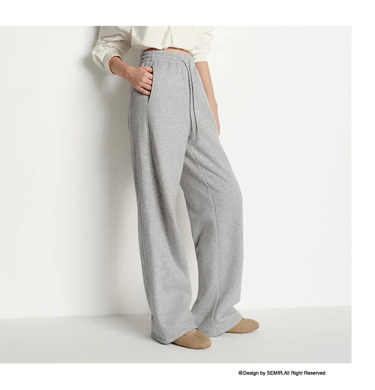 Semir Freizeithose für Damen, Winter, wärmeisolierend, antibakteriell, mit Fleece gefüttert, Kordelzug, Jogginghose, getäfelt, neues, vielseitiges, weites Bein – Detail 8