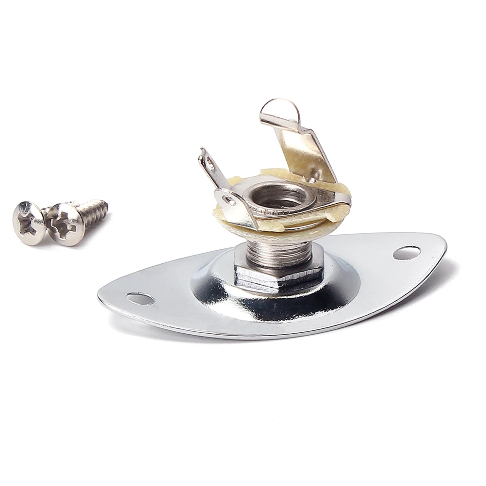 

1 Quarter Inch Chrome Indented Oval Guitar Jack Socket Mounting Screws Electric Guitar Bass Pickup Replacement Plug