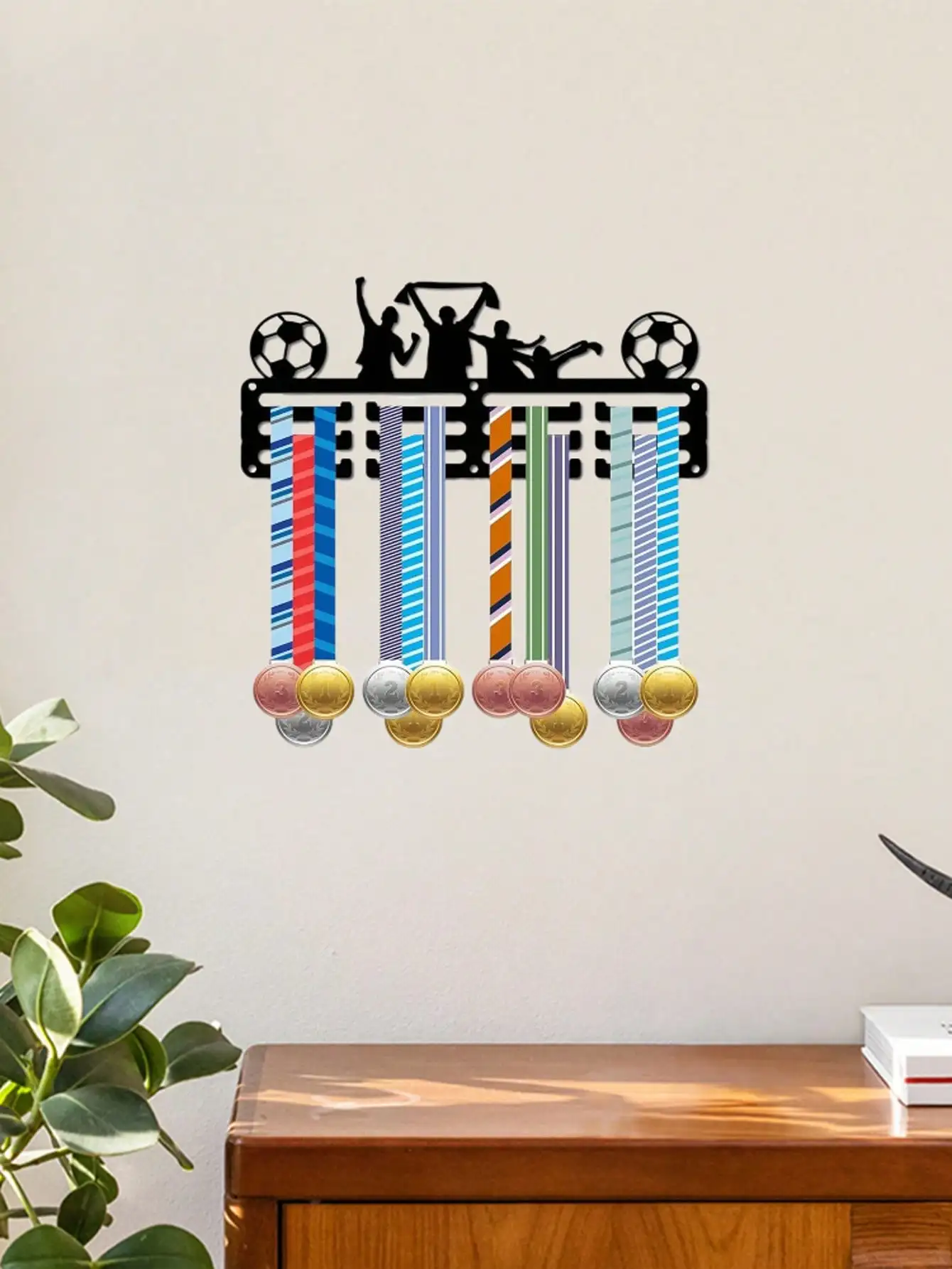 1pc Metal Medal Hanger Display Rack, Football Running Gymnastics Swimming Medal Holder, Iron Wall Mount for Awards Badges