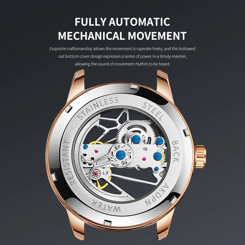 Hollow out Tourbillon Automatic Mechanical Watch for Men Mechanical Watches Fashion Leather Waterproof Skeleton Automatic Watch