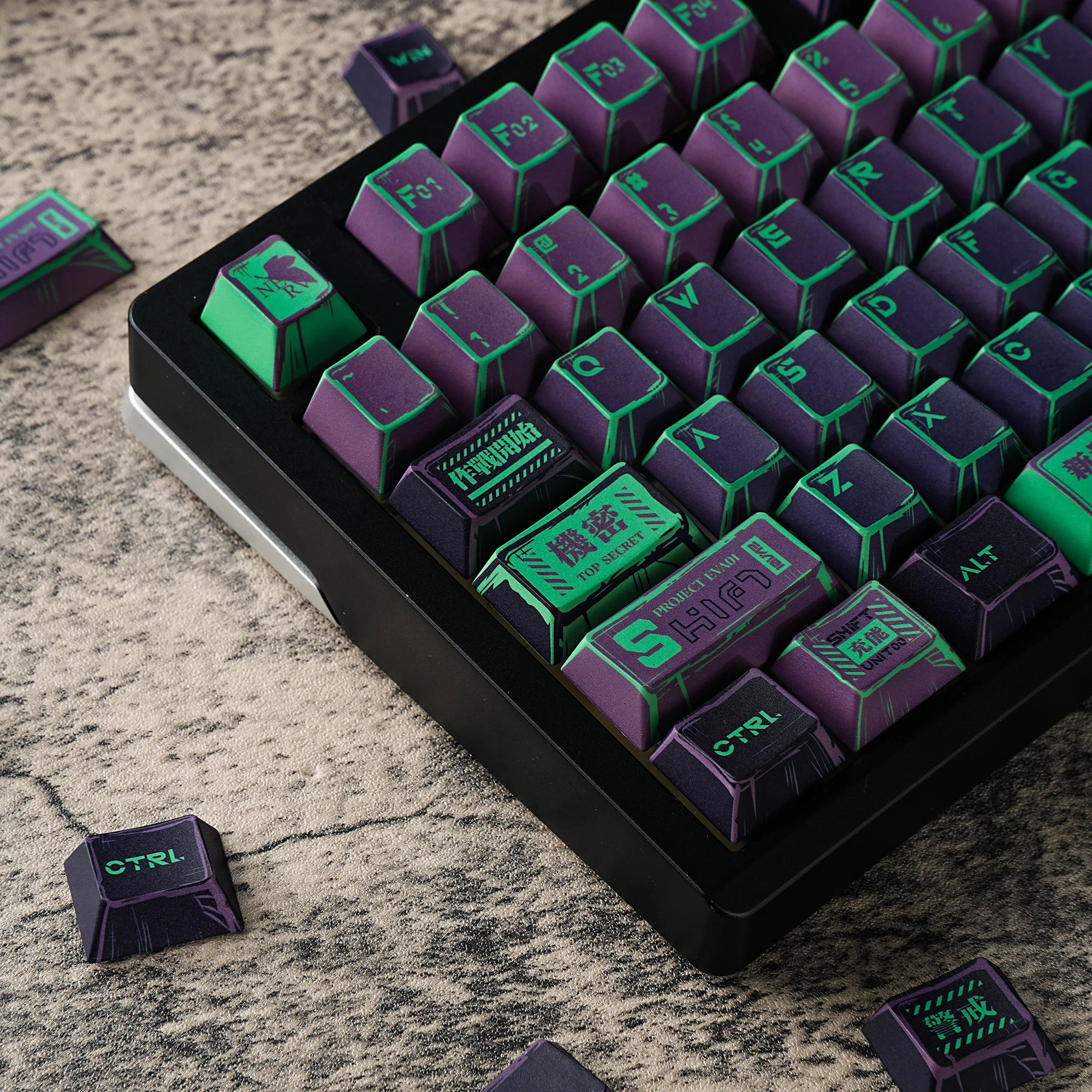 

Comic EVA01 PBT Cherry Keycaps Korean French German Abnt2 Russian For Mx Switch Mechanical Keyboard Dye Sub JP AR ISO Layout