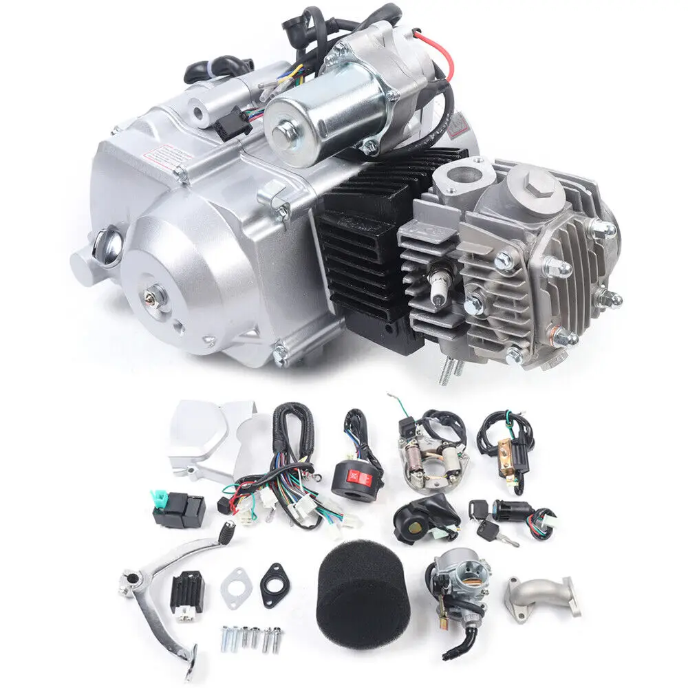 125CC 4 Stroke Semi Auto Engine Motor Kit 4 Speed w/ Reverse Fits ATV Quad Bike Go Kart Semi-Auto Engine Motor + Reverse